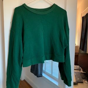 Reformation Cropped Green Pullover Sweatshirt
